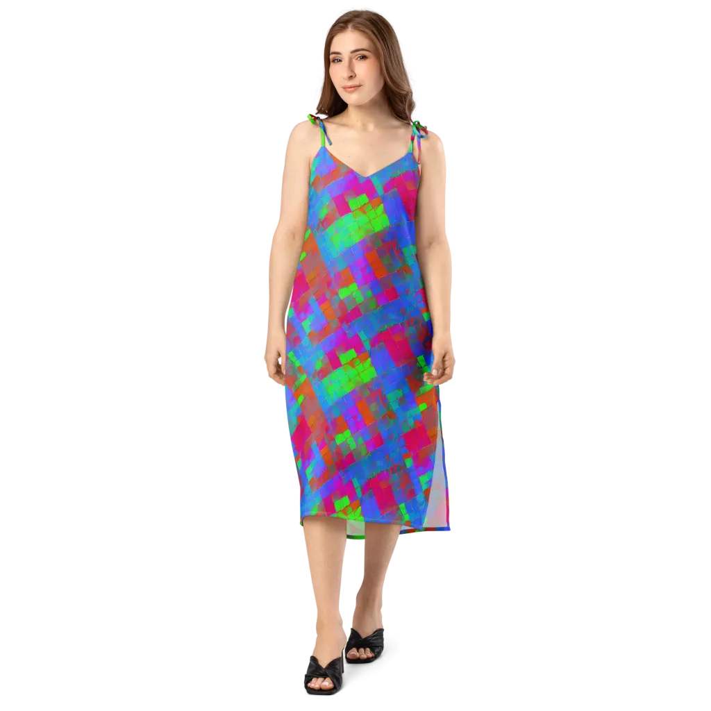 Chromatic Tapestry on Slip Dress — Front