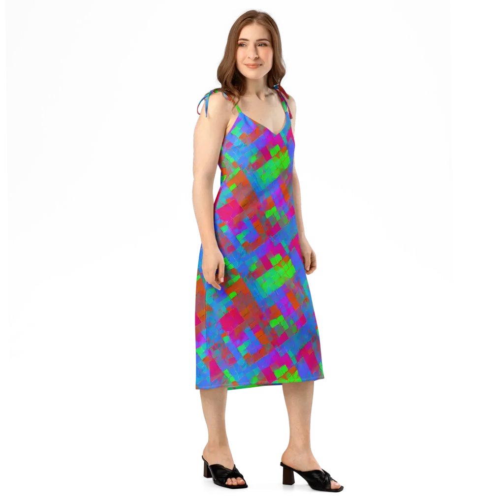 Chromatic Tapestry on Slip Dress — Right Front