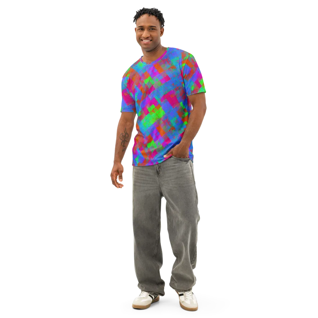 Chromatic Tapestry on Men's Cotton Crew Neck T-Shirt — Front