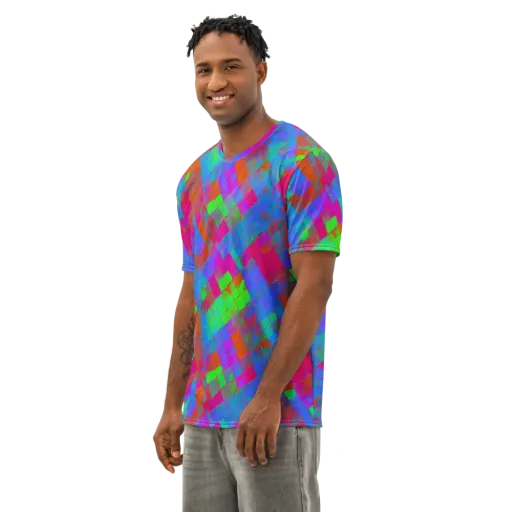 Chromatic Tapestry on a Men's Cotton Crew Neck T-Shirt