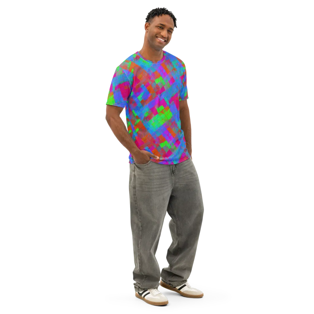 Chromatic Tapestry on Men's Cotton Crew Neck T-Shirt — Right Front