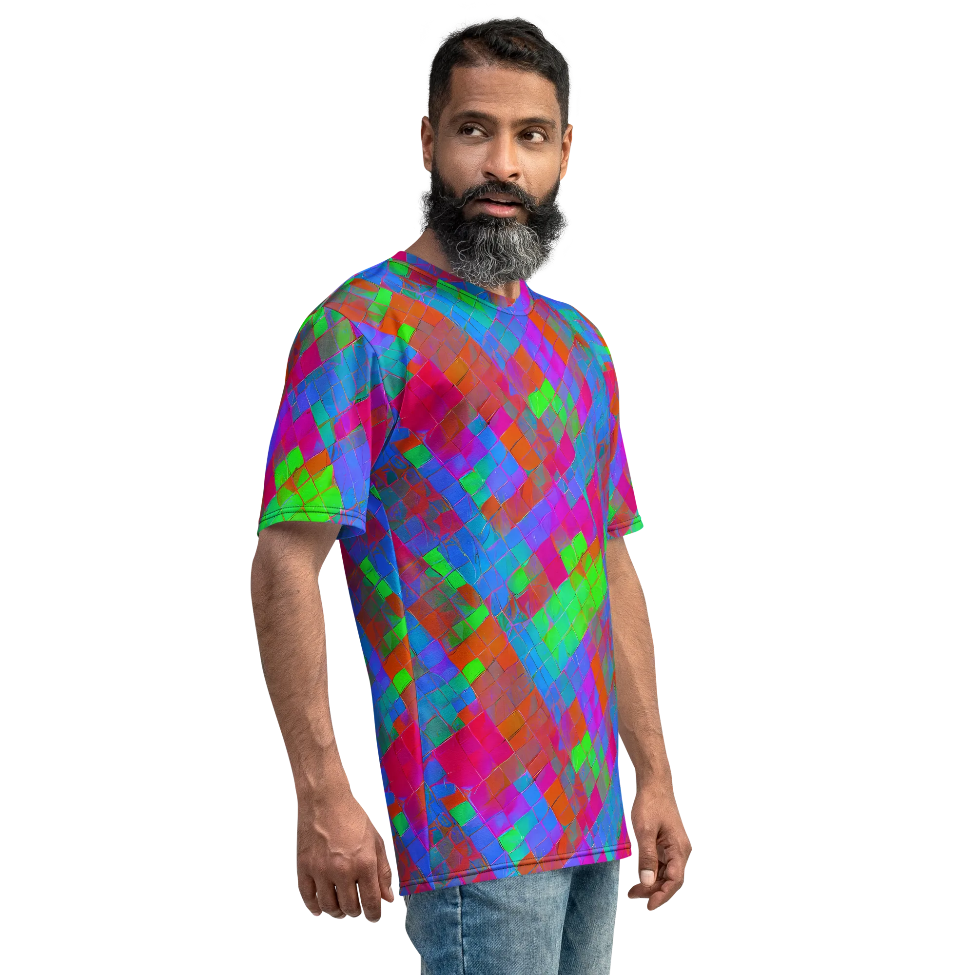 Chromatic Tapestry on Men's Crew Neck T-Shirt — Right