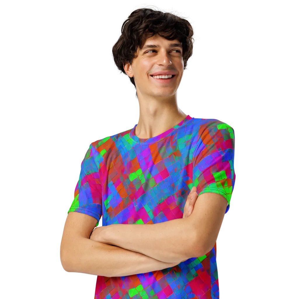 Chromatic Tapestry on Men's Crew Neck T-Shirt — Left Front