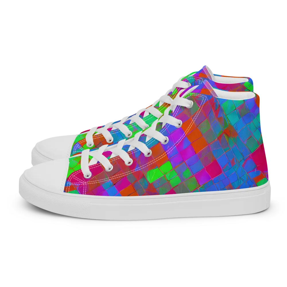 Chromatic Tapestry on Men's High Top Canvas Shoes — Left