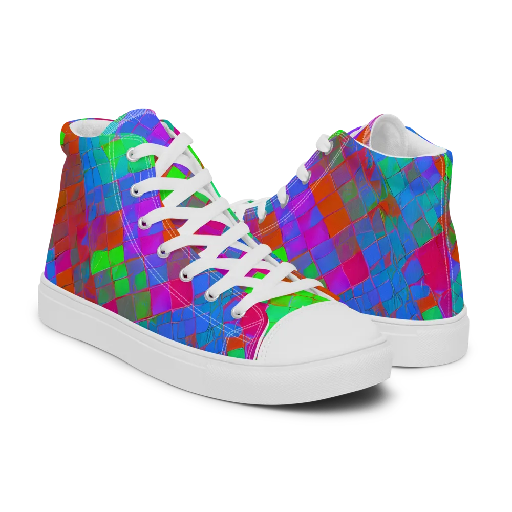 Chromatic Tapestry on Men's High Top Canvas Shoes — Right