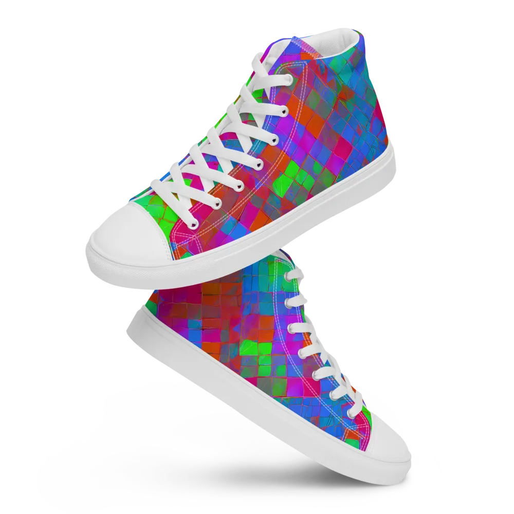 Chromatic Tapestry on Men's High Top Canvas Shoes — Front