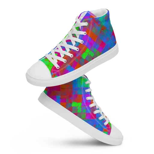 Chromatic Tapestry on a Men's High Top Canvas Shoes