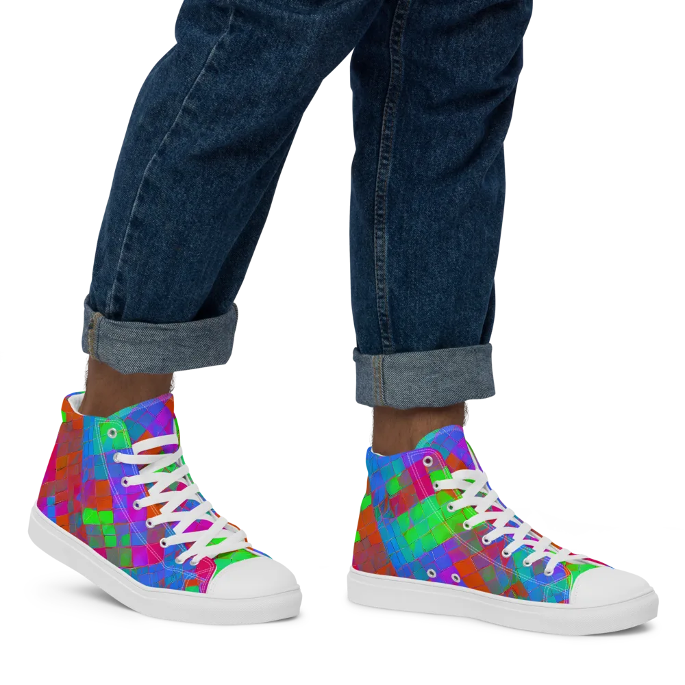 Chromatic Tapestry on Men's High Top Canvas Shoes — Right