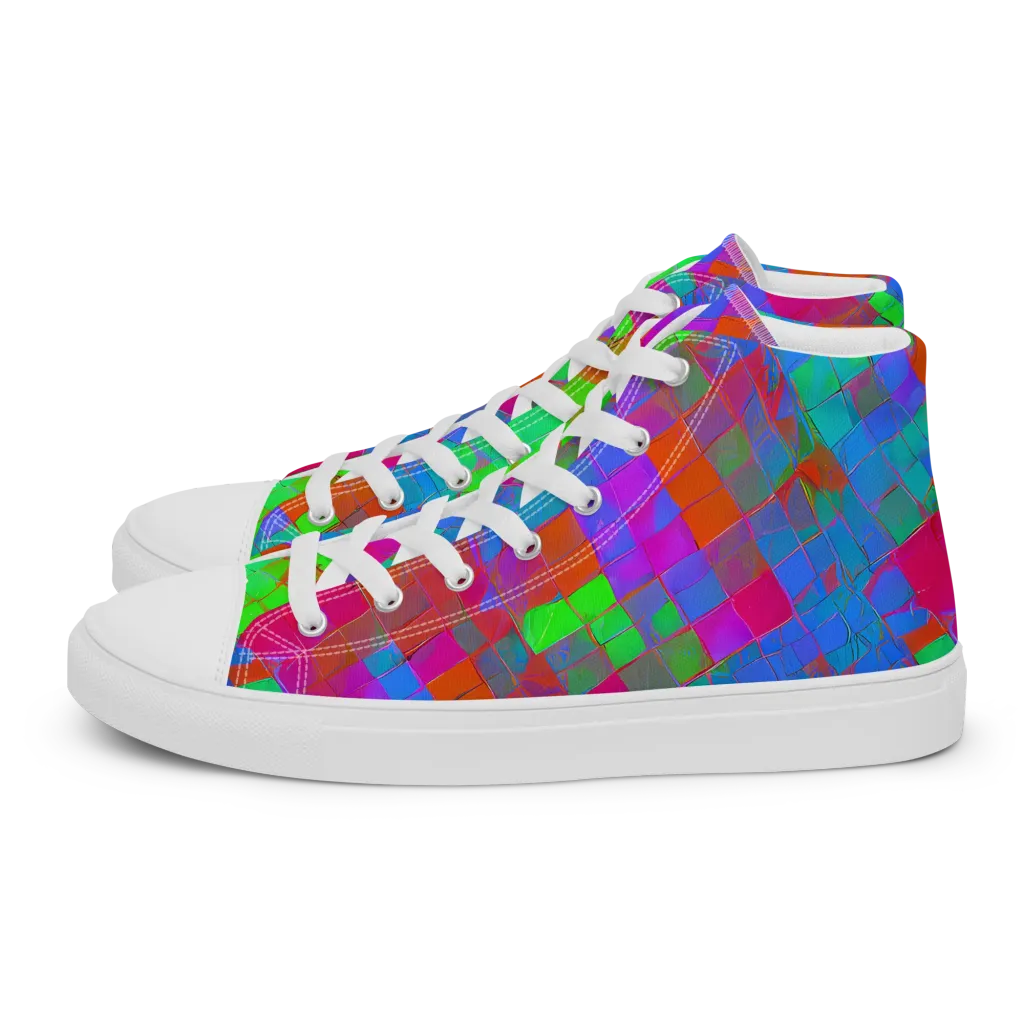 Chromatic Tapestry on Women's High Top Canvas Shoes — Left