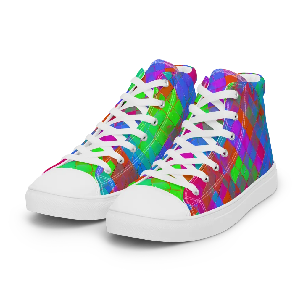 Chromatic Tapestry on Women's High Top Canvas Shoes — Left Front