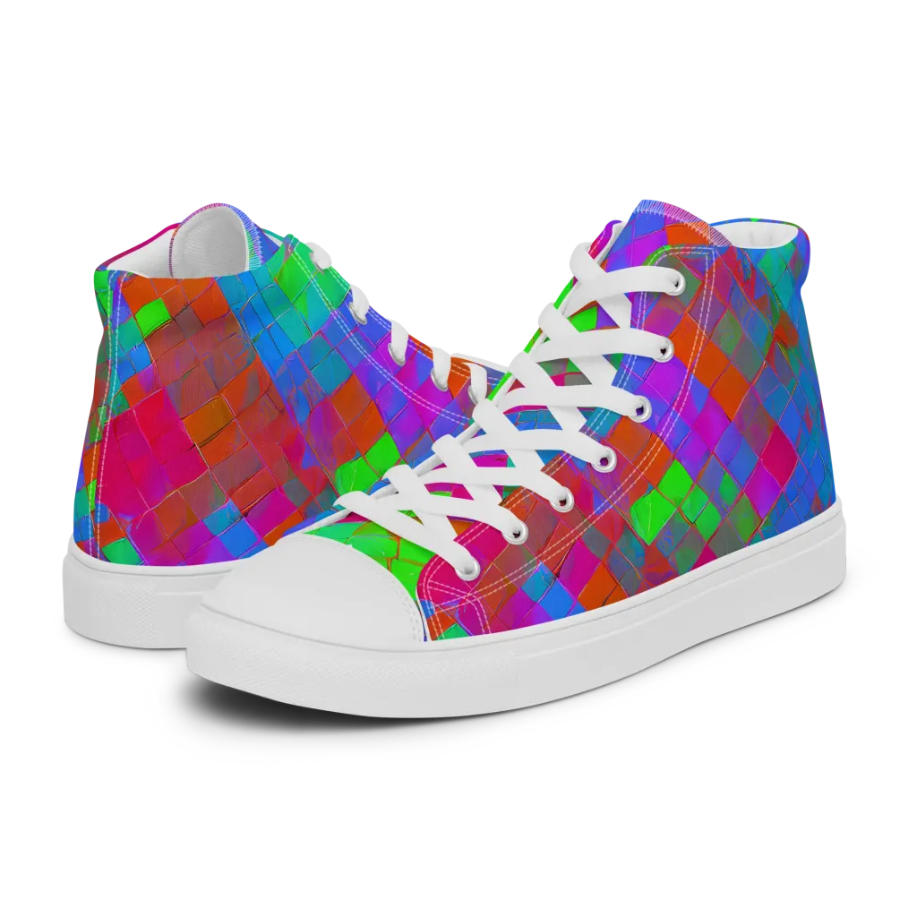 Chromatic Tapestry on Women's High Top Canvas Shoes — Left
