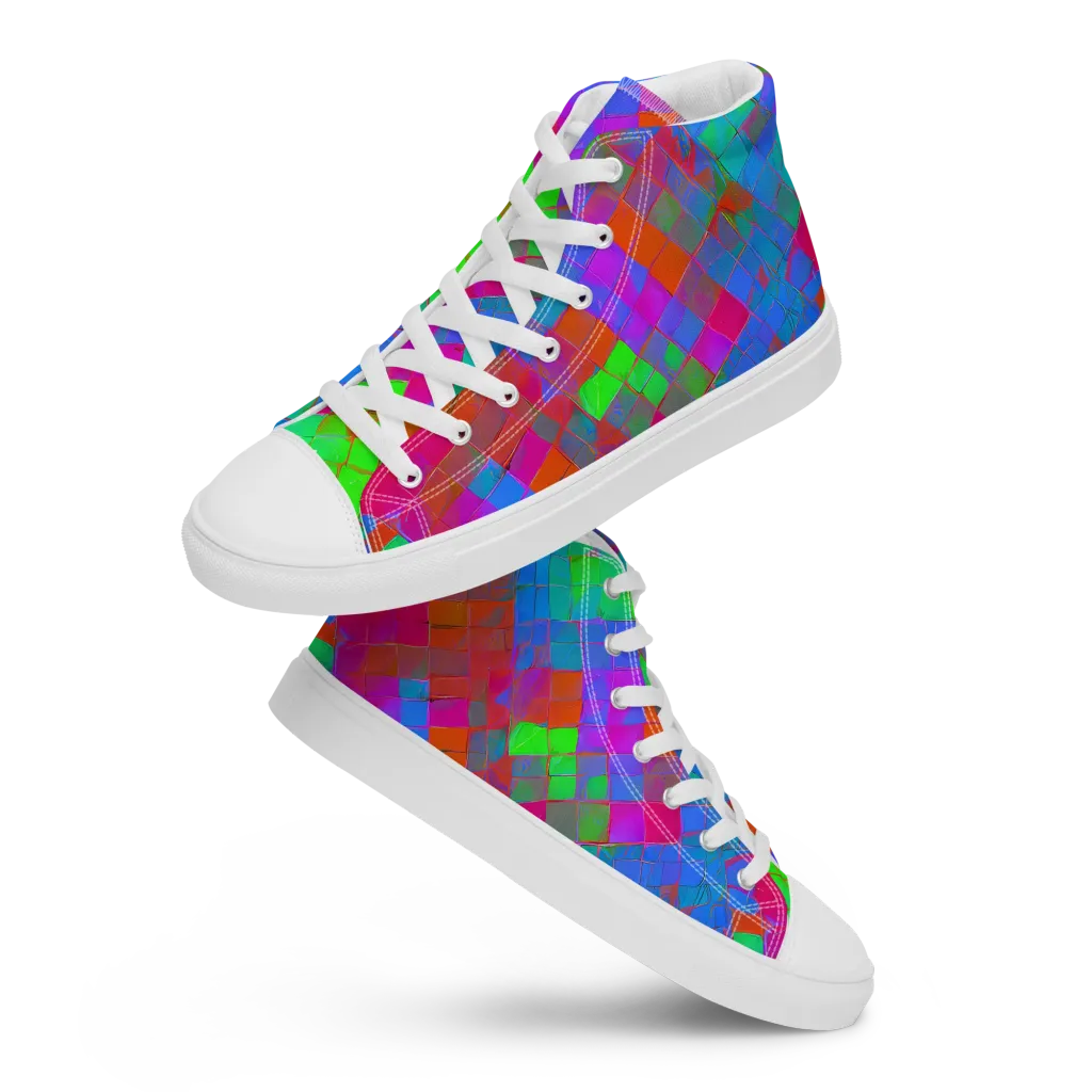Chromatic Tapestry on Women's High Top Canvas Shoes — Front
