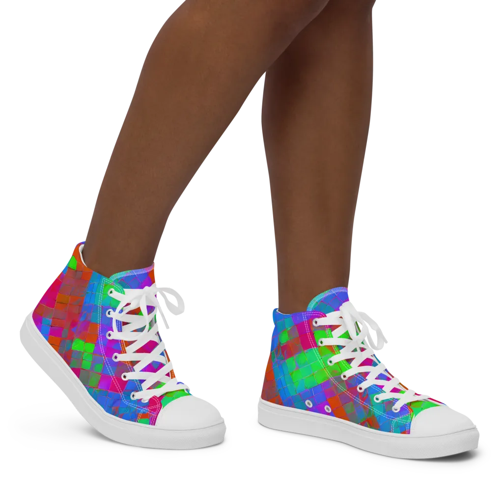 Chromatic Tapestry on Women's High Top Canvas Shoes — Right