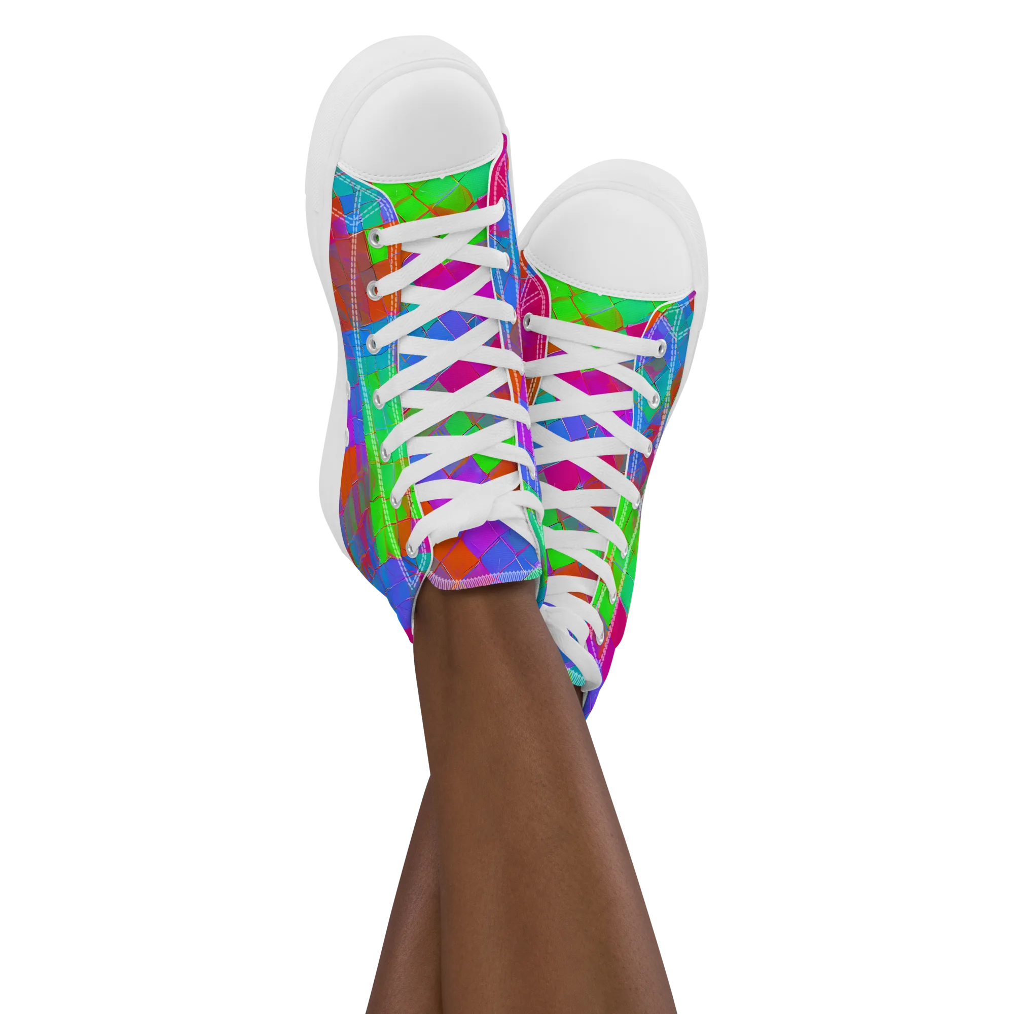 Chromatic Tapestry on Women's High Top Canvas Shoes — Front
