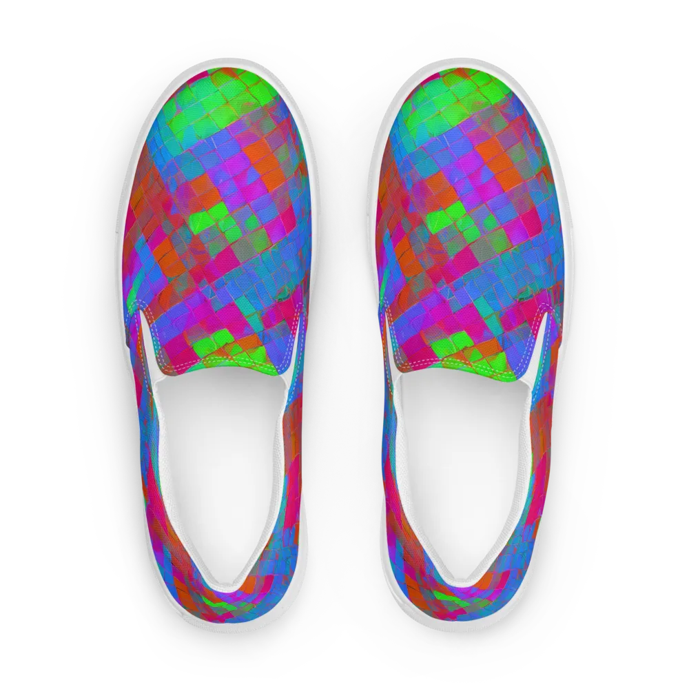 Chromatic Tapestry on Men's Slip-On Canvas Shoes — Front