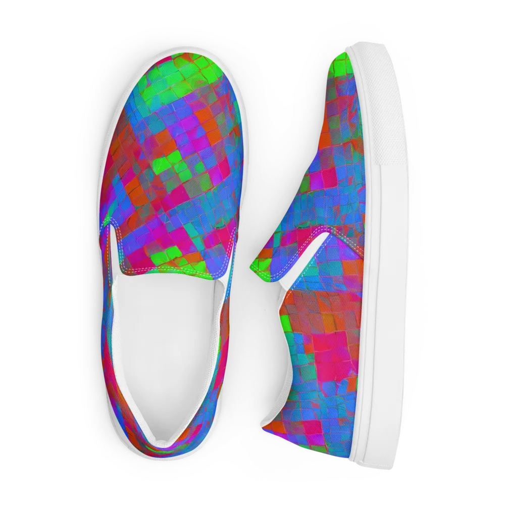 Chromatic Tapestry on Men's Slip-On Canvas Shoes — Front