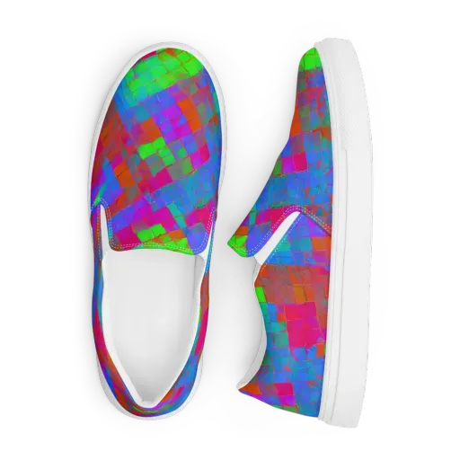 Chromatic Tapestry on a Men's Slip-On Canvas Shoes