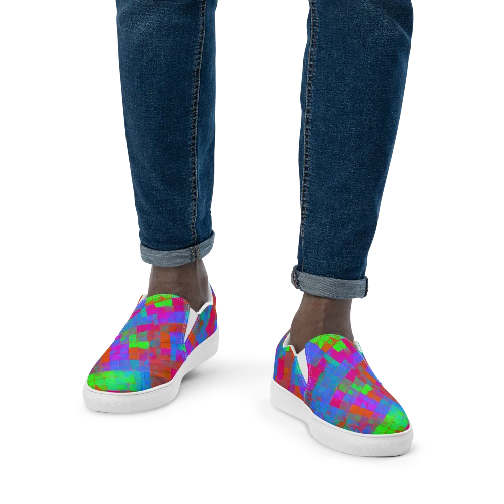 Chromatic Tapestry on Men's Slip-On Canvas Shoes — Front