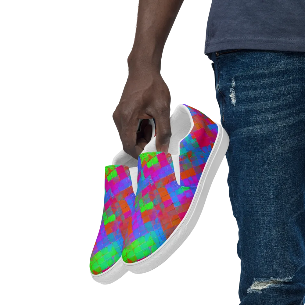 Chromatic Tapestry on Men's Slip-On Canvas Shoes — Left Front