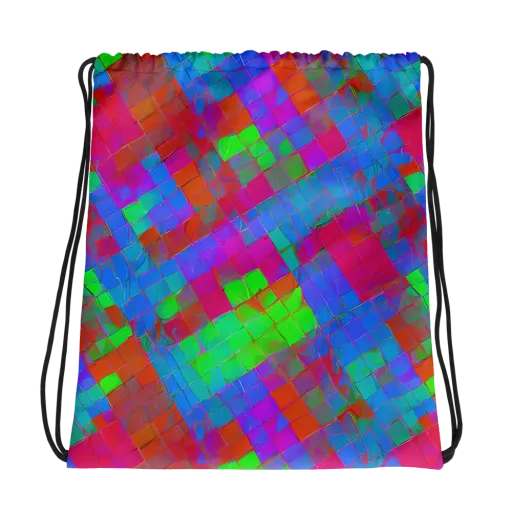 Chromatic Tapestry on a Drawstring Bag
