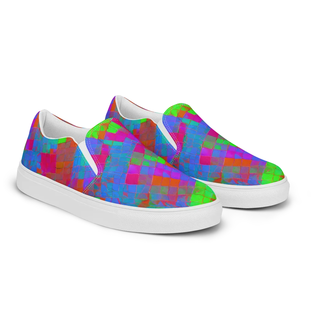 Chromatic Tapestry on Women's Slip-On Canvas Shoes — Right Front