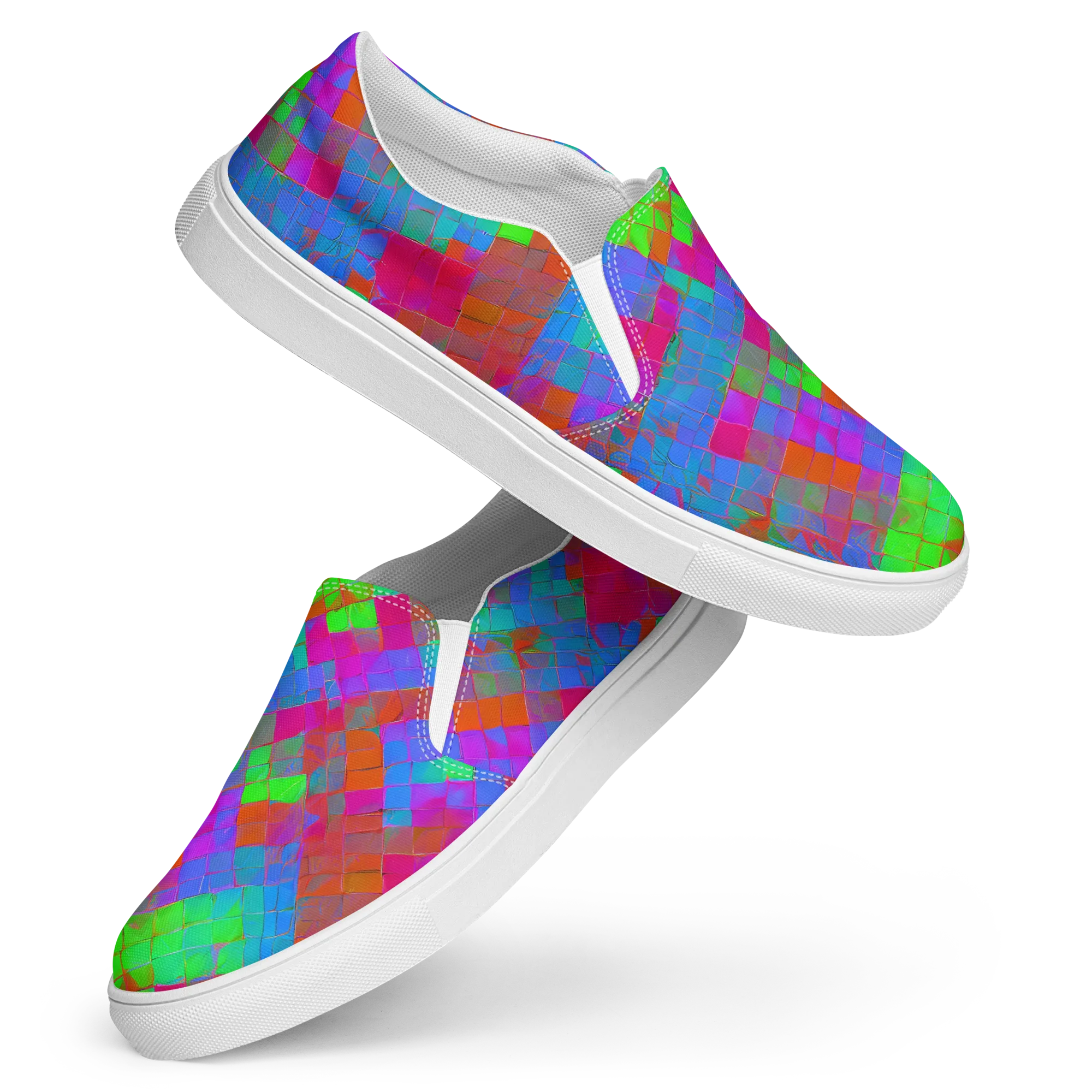 Chromatic Tapestry on Women's Slip-On Canvas Shoes — Front