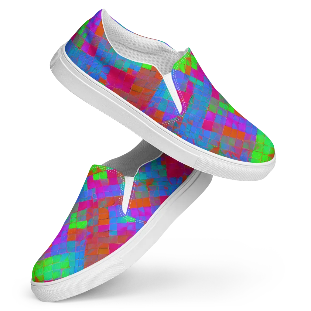 Chromatic Tapestry on Women's Slip-On Canvas Shoes — Front