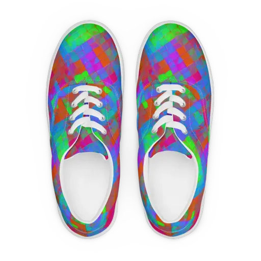 Chromatic Tapestry on a Men's Lace-Up Canvas Shoes