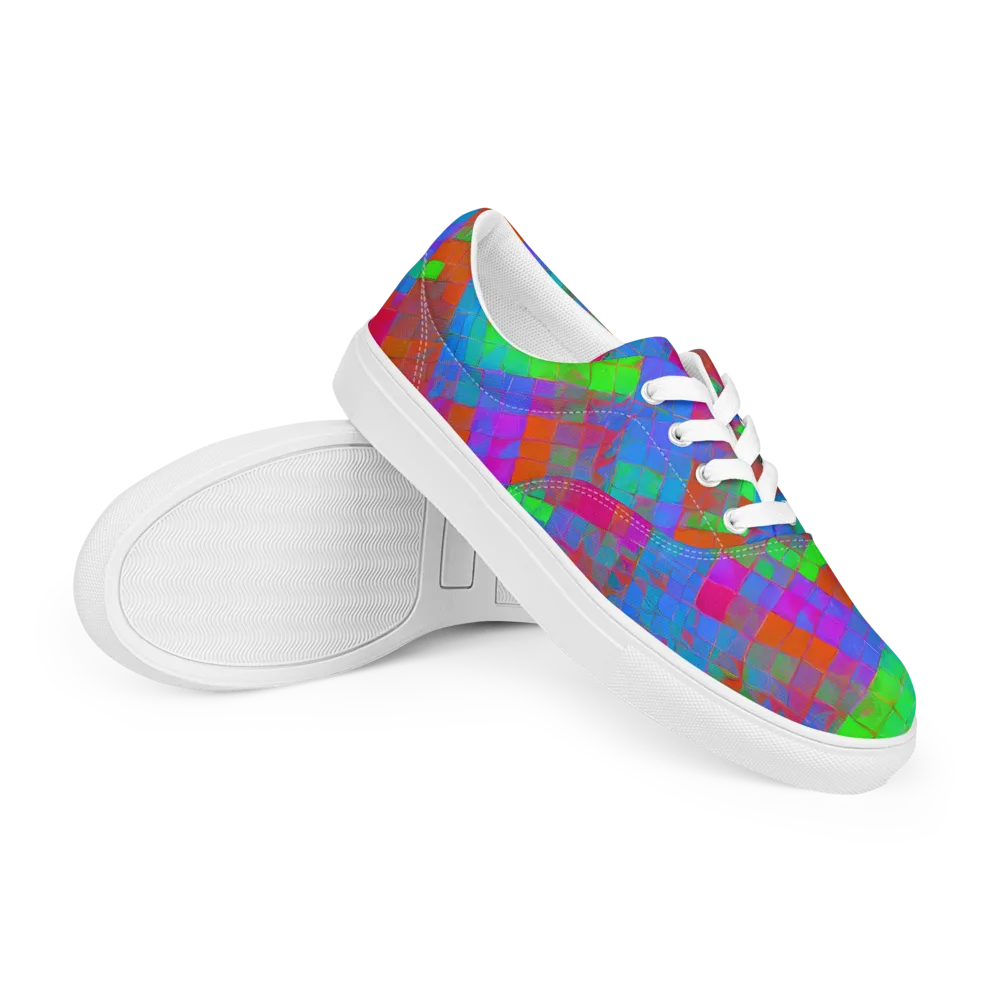 Chromatic Tapestry on Men's Lace-Up Canvas Shoes — Right Front