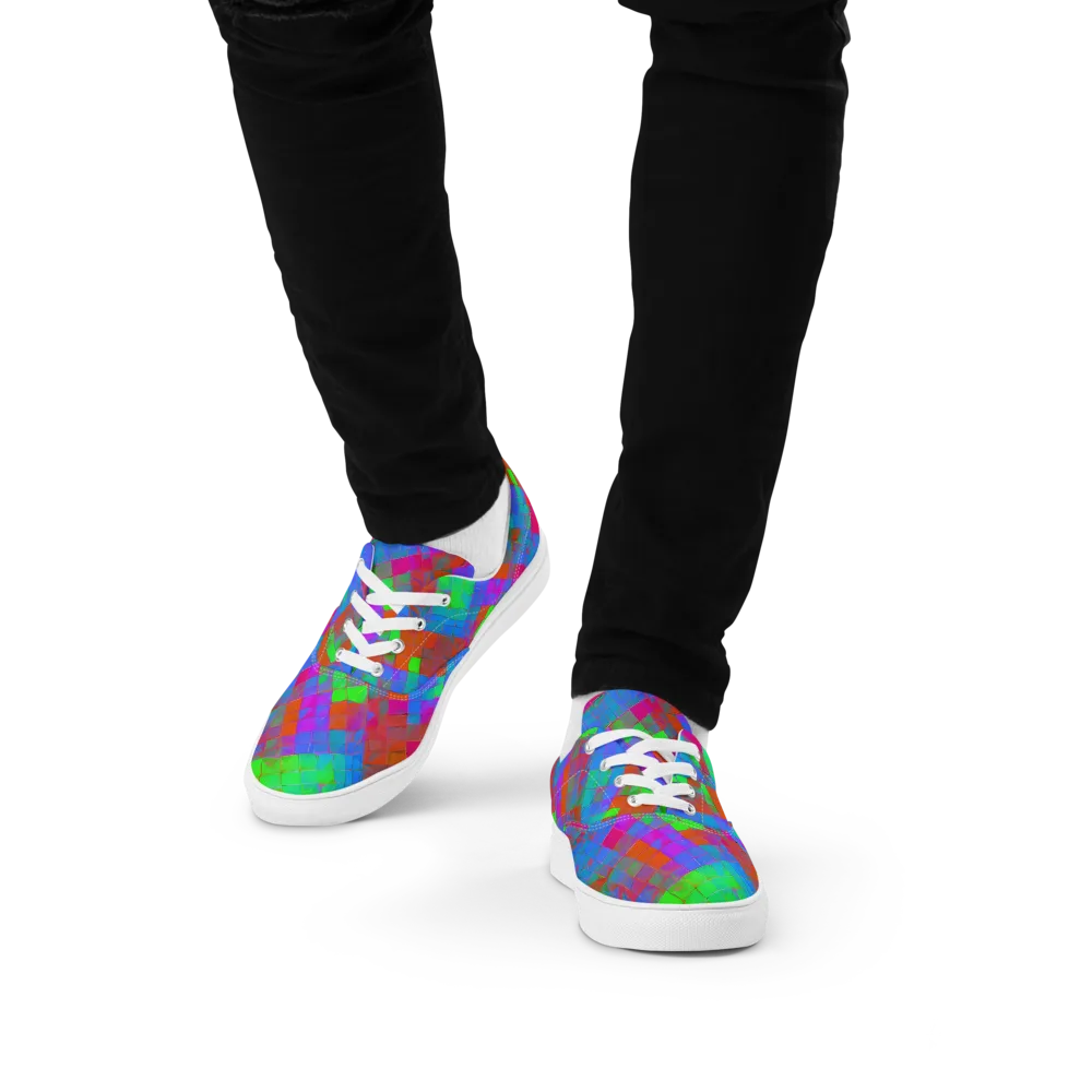 Chromatic Tapestry on Men's Lace-Up Canvas Shoes — Front