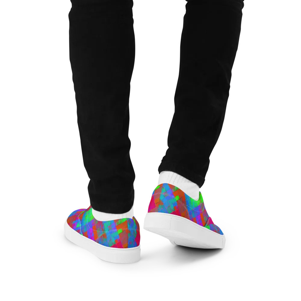 Chromatic Tapestry on Men's Lace-Up Canvas Shoes — Back