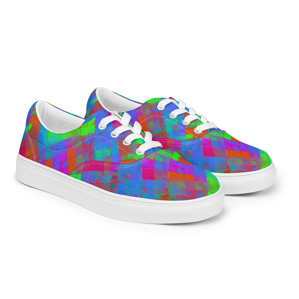 Chromatic Tapestry on Men's Lace-Up Canvas Shoes — Right Front
