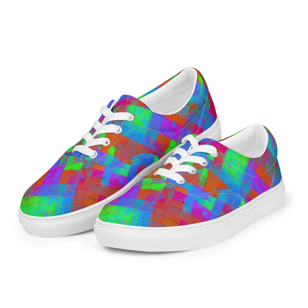 Chromatic Tapestry on Men's Lace-Up Canvas Shoes — Left Front
