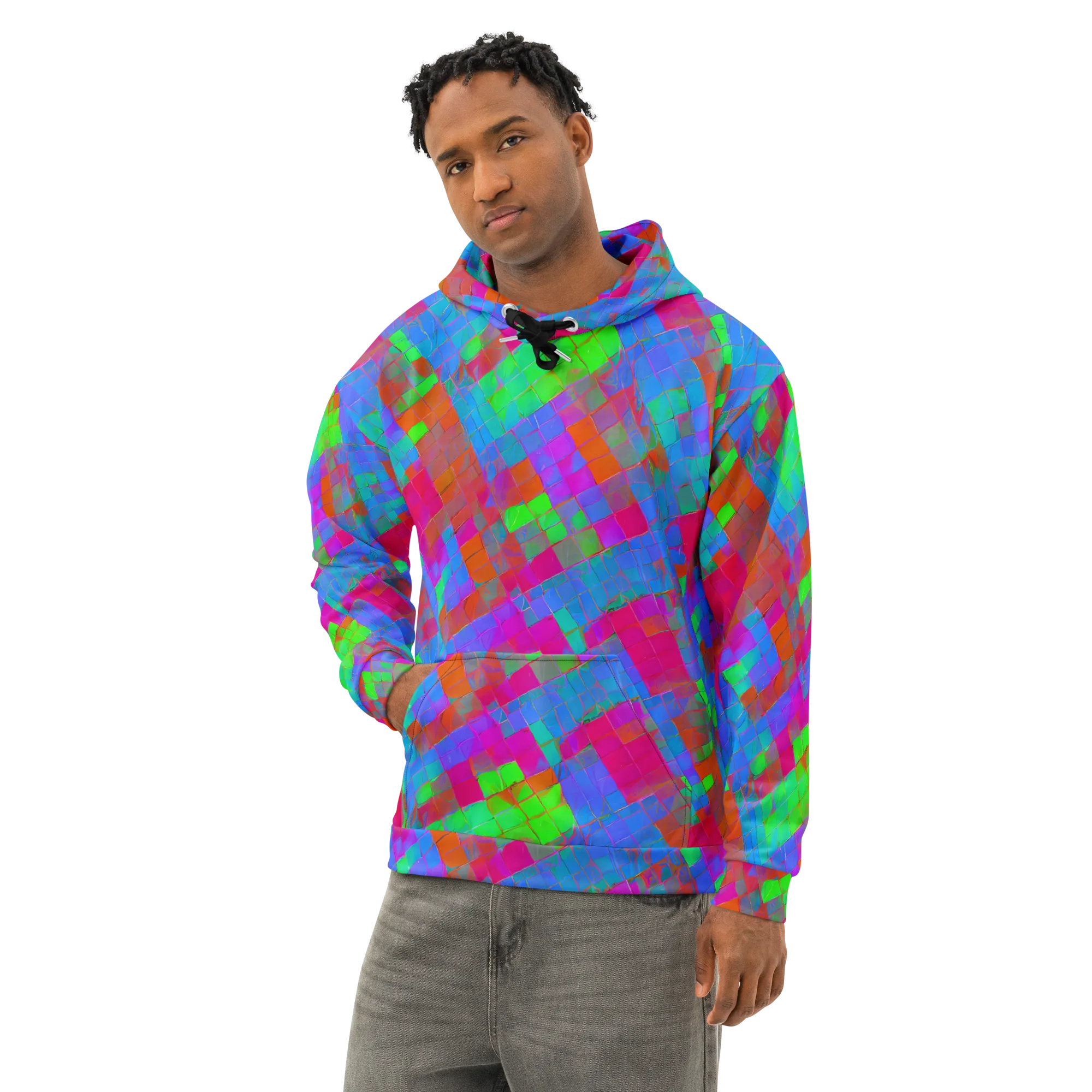 Chromatic Tapestry on Cotton Hoodie — Left Front