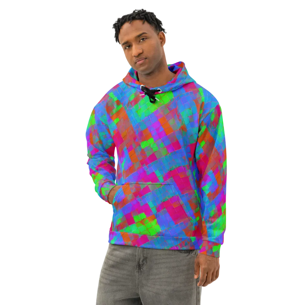 Chromatic Tapestry on Cotton Hoodie — Left Front
