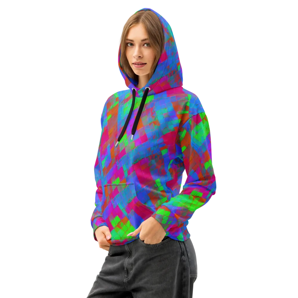 Chromatic Tapestry on Cotton Hoodie — Left Front