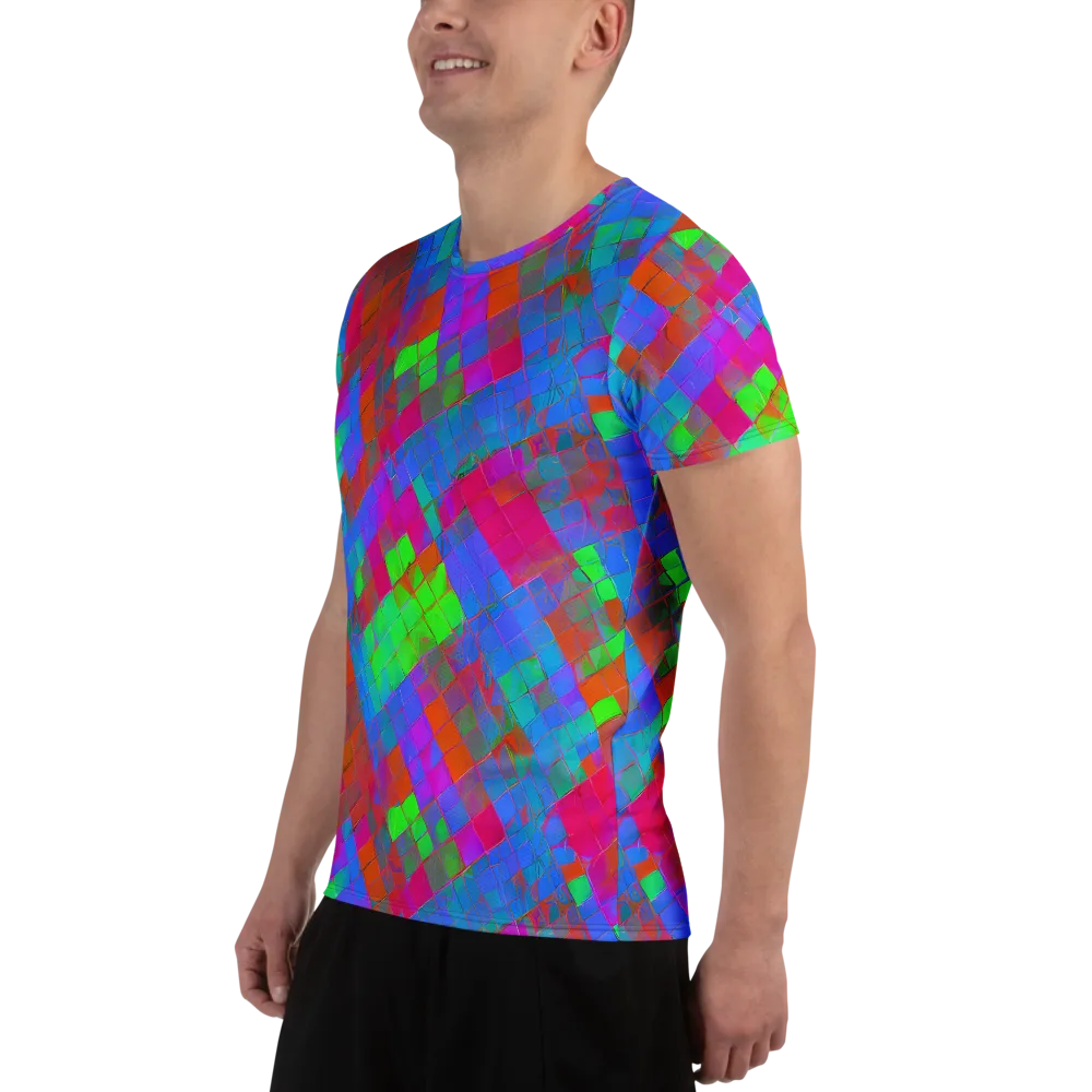 Chromatic Tapestry on Men's Athletic T-Shirt — Left