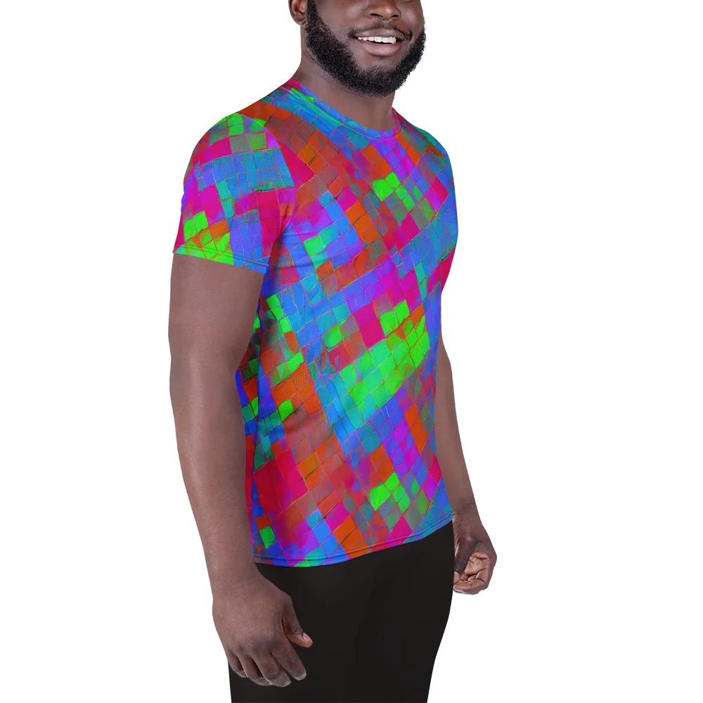Chromatic Tapestry on Men's Athletic T-Shirt — Right
