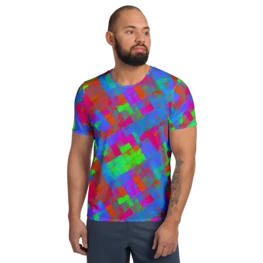 Chromatic Tapestry on a Men's Athletic T-Shirt