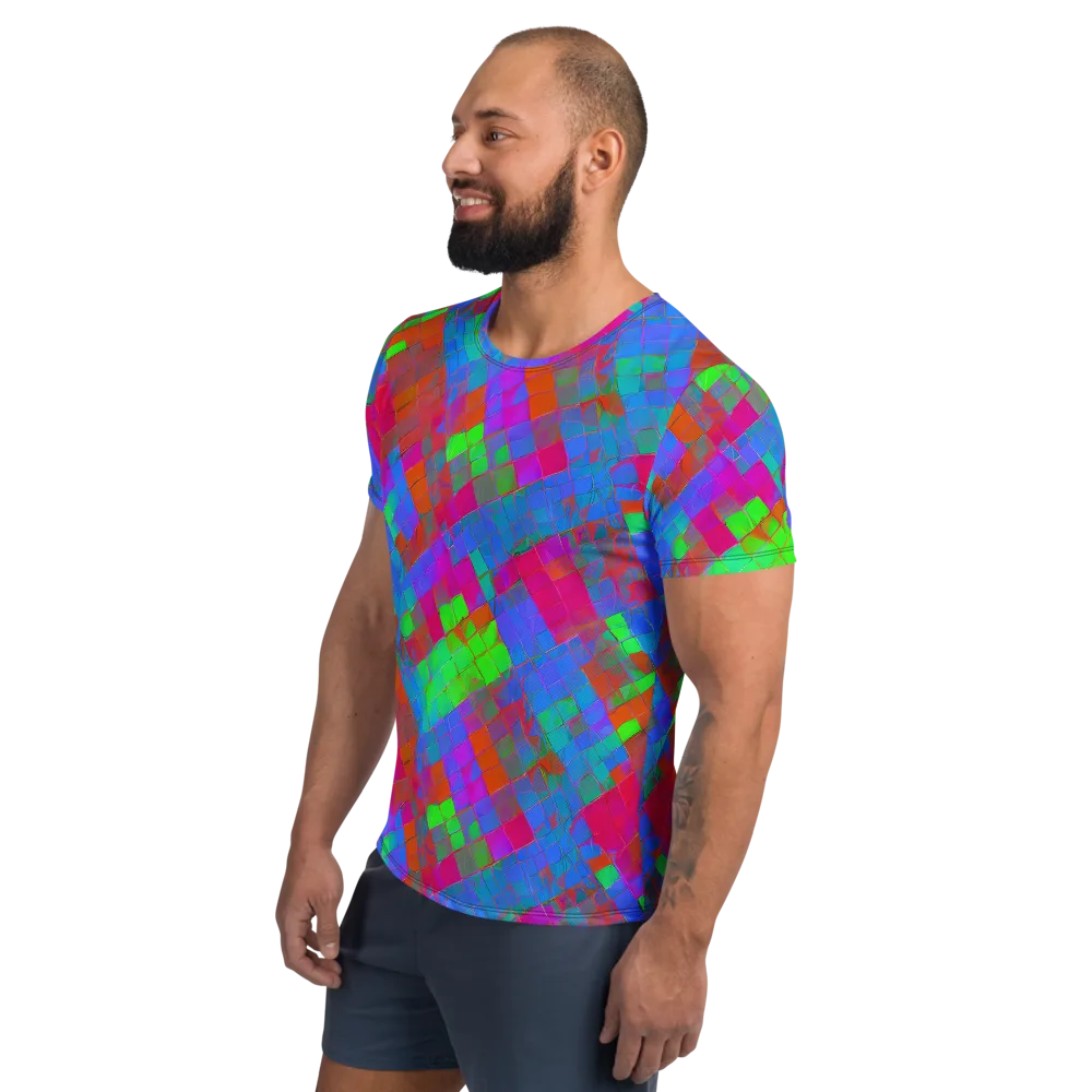 Chromatic Tapestry on Men's Athletic T-Shirt — Left