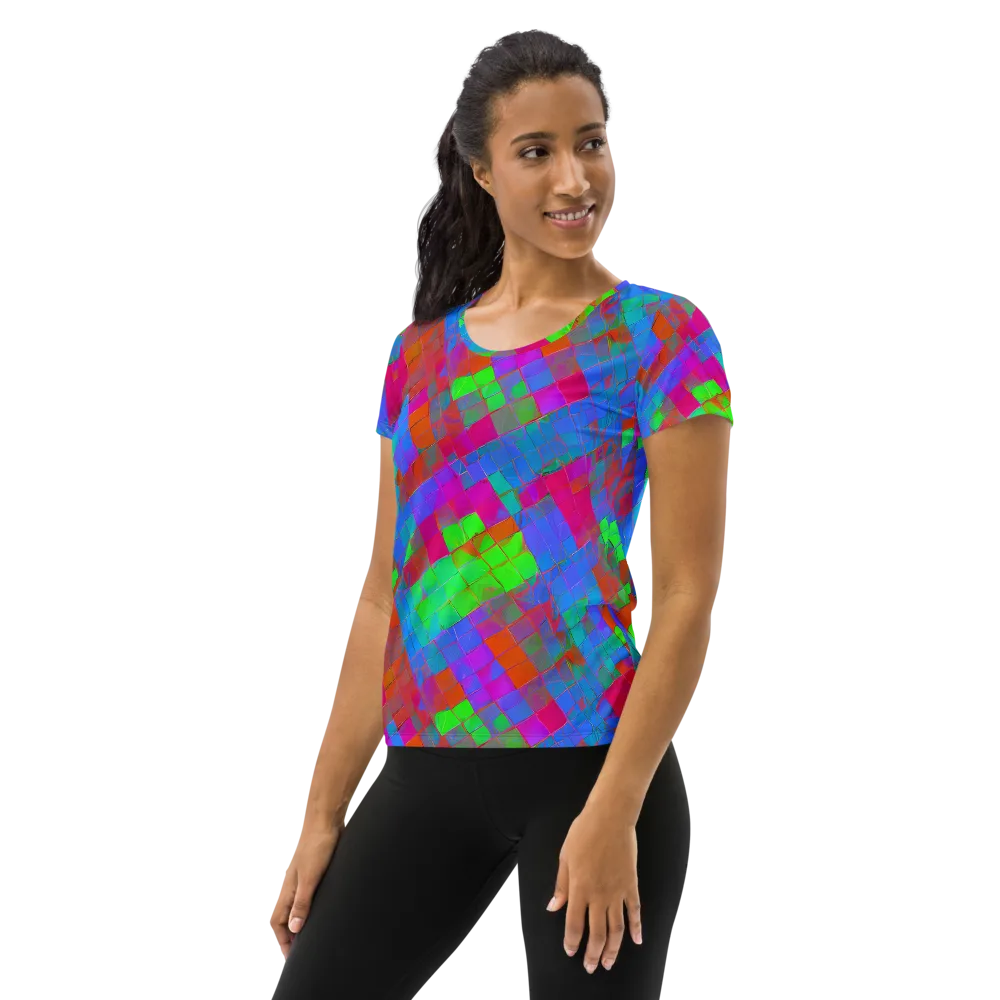 Chromatic Tapestry on Women's Athletic T-Shirt — Left
