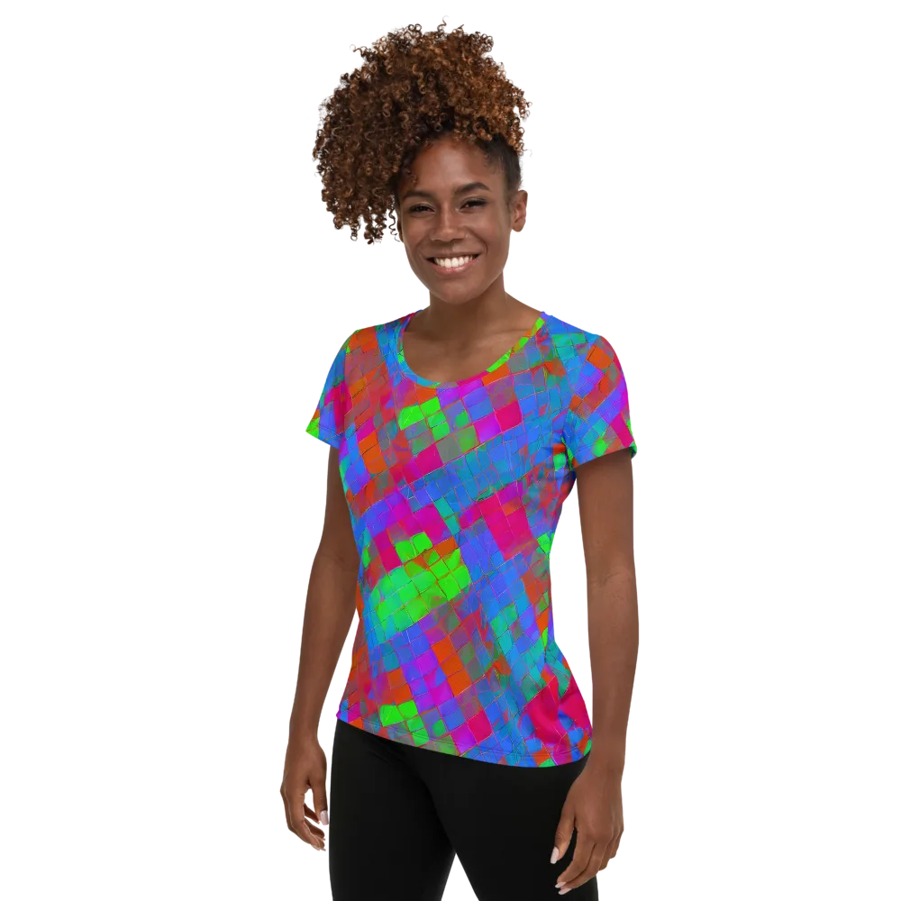 Chromatic Tapestry on Women's Athletic T-Shirt — Left