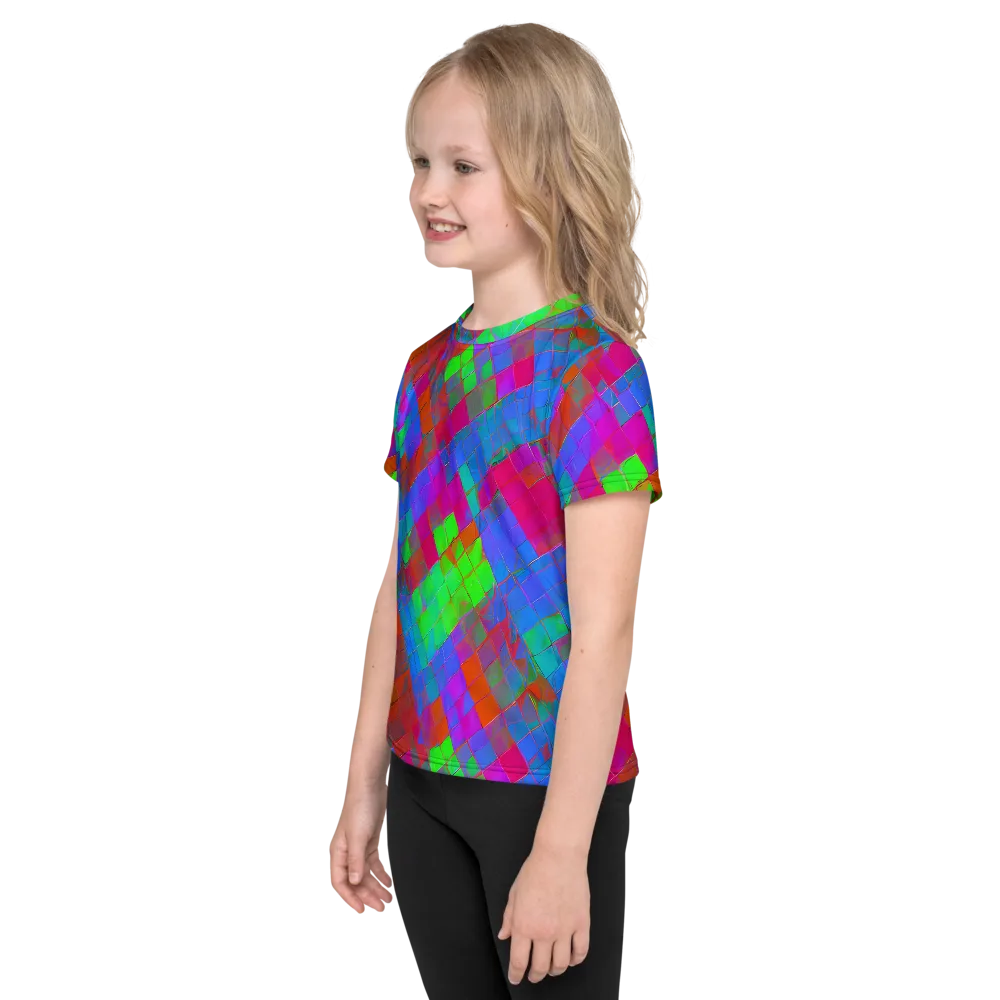 Chromatic Tapestry on Kids Crew Neck T-Shirt — Left