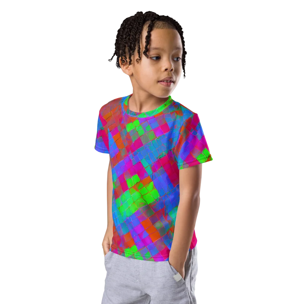 Chromatic Tapestry on Kids Crew Neck T-Shirt — Left Front