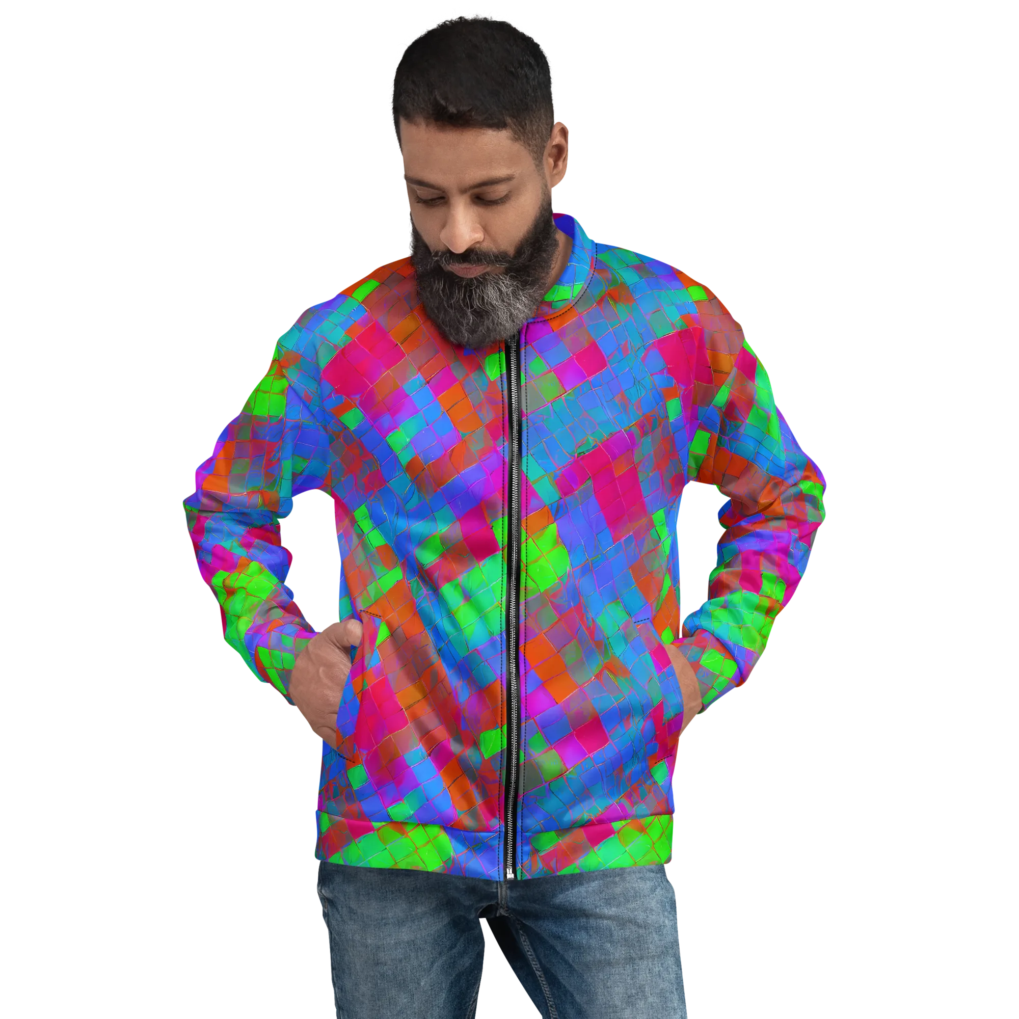 Chromatic Tapestry on Bomber Jacket — Front