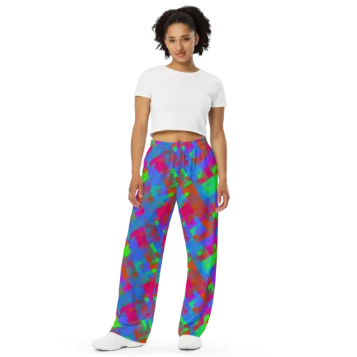 Chromatic Tapestry on a Wide-Leg Pants