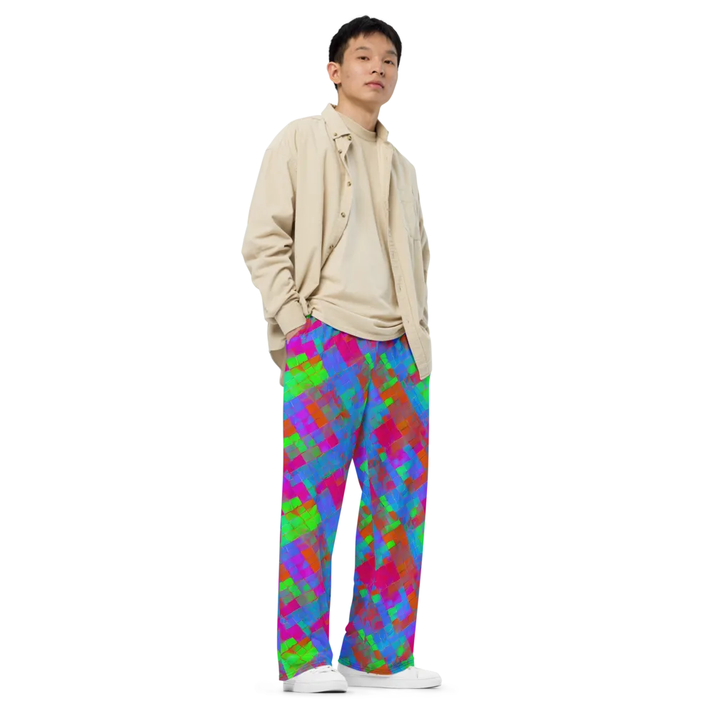 Chromatic Tapestry on Wide-Leg Pants — Right Front