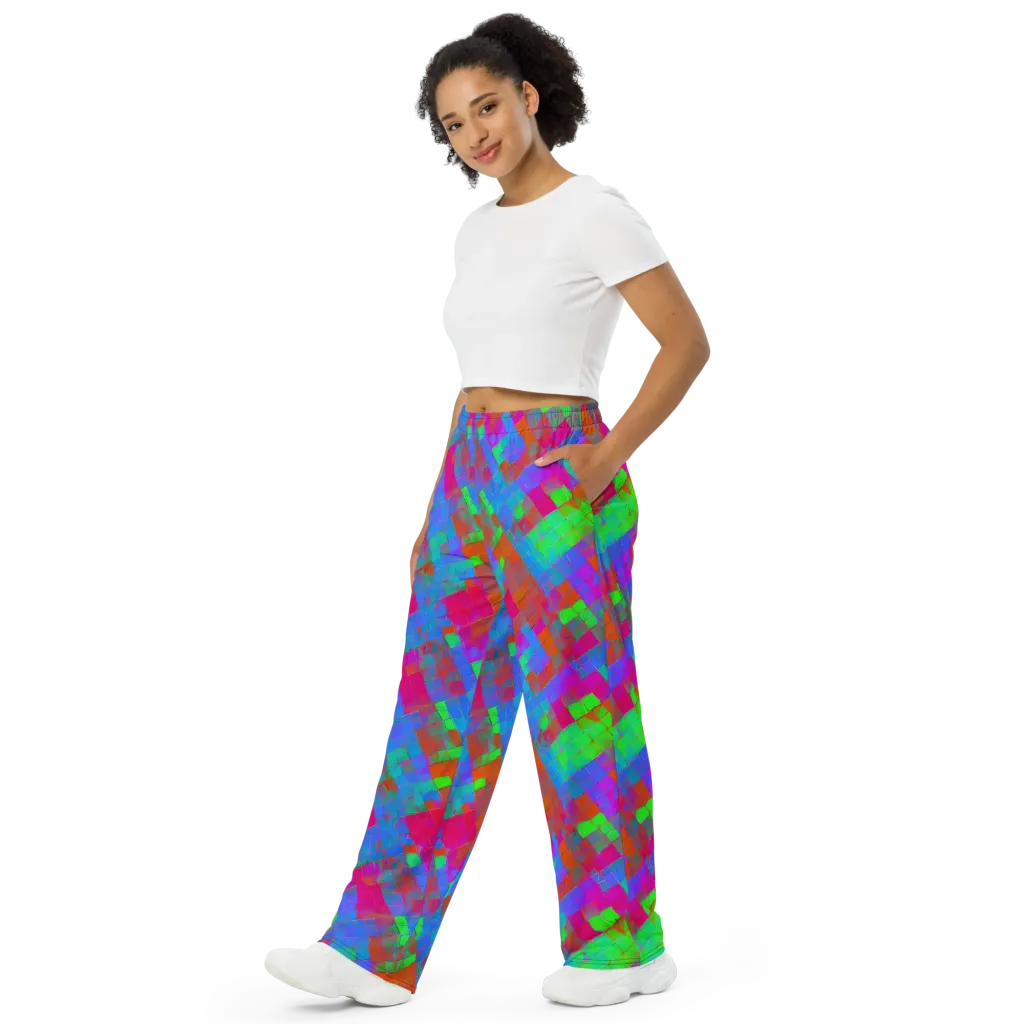 Chromatic Tapestry on Wide-Leg Pants — Left Front