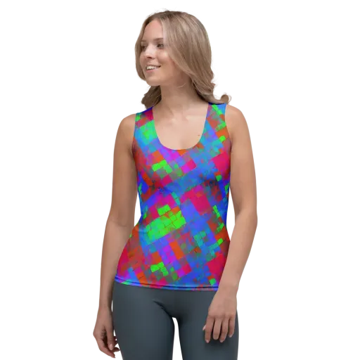 Chromatic Tapestry on a Women's Tank Top