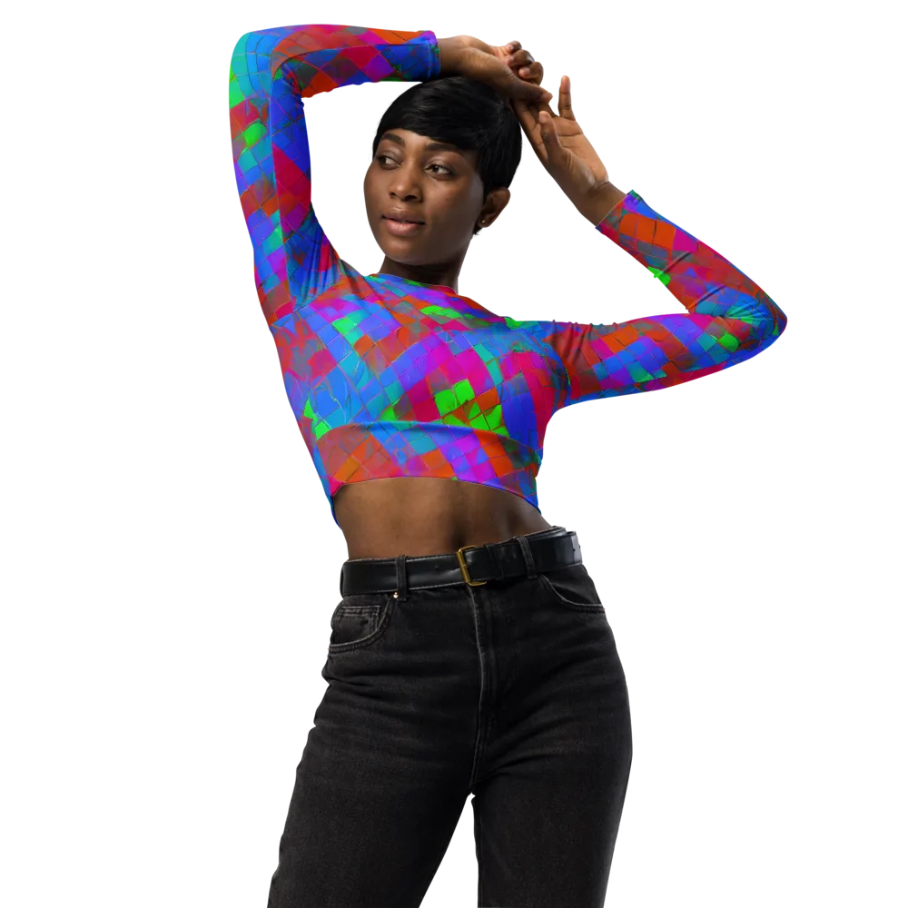 Chromatic Tapestry on Long Sleeve Crop Top — Front